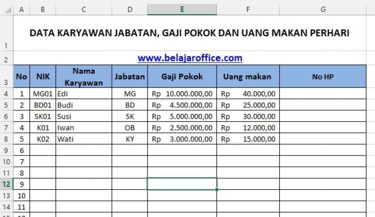 Cara Menghitung Gaji Karyawan Excel | LEMBAR EDU