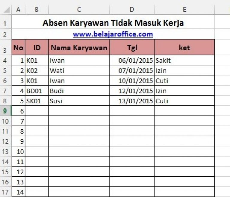 Cara Format Excel Hitung Gaji Pokok Karyawan Dan Uang Makan Harian