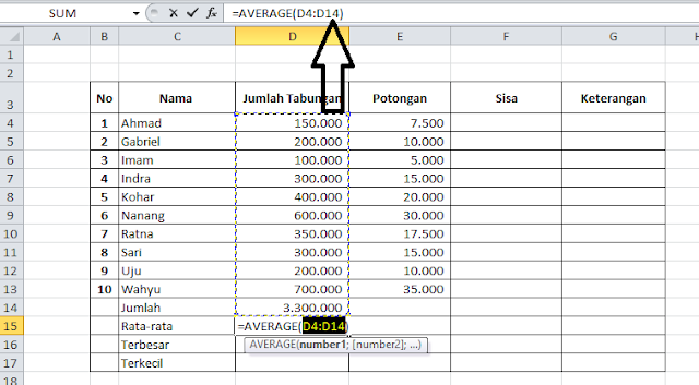 Cara Menjumlahkan Mengurangi Mencari Rata Rata Nilai Terbesar Dan Nilai Terkecil Di Excel